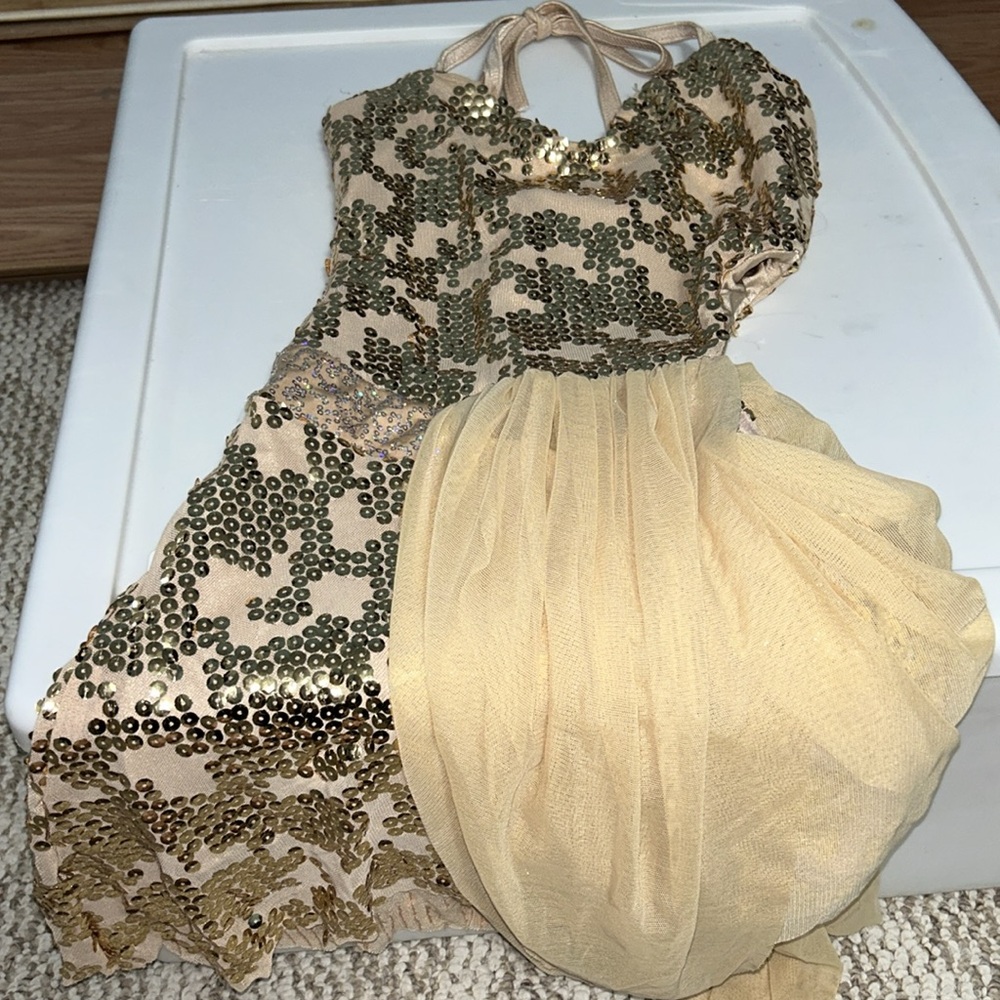 Gold draped skirt dance costume lyrical - Picture 13 of 13